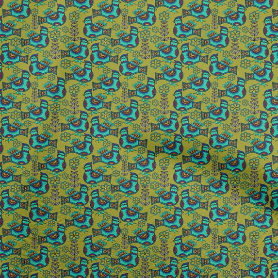 oneOone Viscose Chiffon Lime Green Fabric Kalamkari Sewing Craft Projects Fabric Prints By Yard 42 Inch Wide