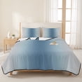 thumbnail image 3 of Full Quilt Set 78''x90'', Blue Grey Ombre Lightweight Summer Bedspread Coverlet Set with 2 Pillow Shams, Farmhouse Gradient Minimalist Breathable All Season Quilt Bedding for Bedroom/Guest Room, 3 of 9