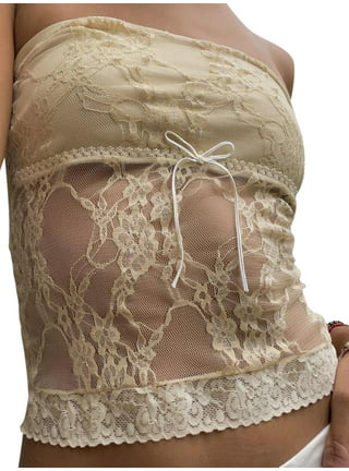 Lace Up Strapless Crop Top