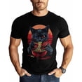 thumbnail image 2 of Men T-Shirt,Crewneck Tee Shirt Cat Noodle Short Sleeve Casual Black T Shirts, 2 of 7