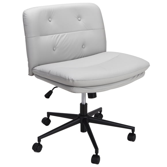 Silla de Escritorio sin Brazos Cruzados con Asiento Ancho + Altura Ajustable, Silla de Oficina Giratoria 360° con Ruedas para Máxima Comodidad