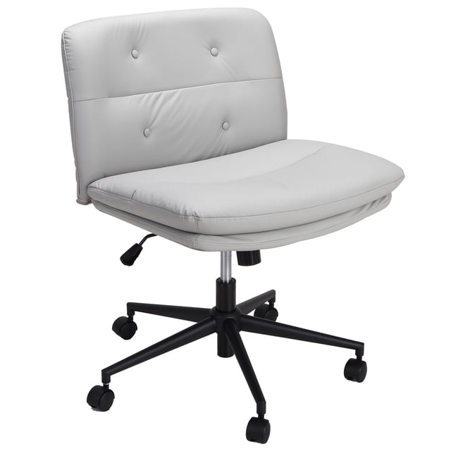 Silla de Escritorio sin Brazos Cruzados con Asiento Ancho + Altura Ajustable, Silla de Oficina Giratoria 360° con Ruedas para Máxima Comodidad
