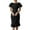Black, variant on Uaswgudfs Women's Short Sleeve Fitted Midi Dress - Summer Casual Ruffled Hem & Pleated Accents, Knee-Length Style Pink S