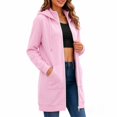thumbnail image 4 of Women's Full-Zip Hooded Mid-Long Fleece-Lined Outerwear Ghalytn Long Sleeve Casual Coat with Front Pockets, 4 of 5