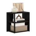 thumbnail image 1 of Mesa auxiliar Furinno Romain de madera compuesta negra y espresso de 2 niveles, 1 of 6