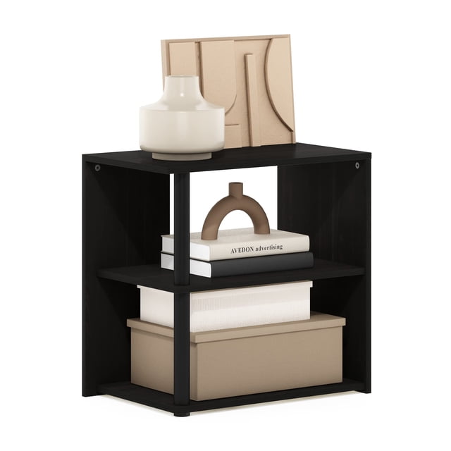 Mesa auxiliar Furinno Romain de madera compuesta negra y espresso de 2 niveles