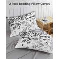 thumbnail image 2 of Black Leaves King Pillow Cases Set of 2 - Microfiber Bed Throw Pillow Covers, Summer Botanical Decorative Lumbar Pillow Cover with Envelope Closure for Sofa/Travel 20"x36", 2 of 6