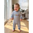 thumbnail image 5 of Cenuakty Baby Boy Fall Romper Waffle Stripe Print Embroidery Long Sleeve Jumpsuits, 5 of 8