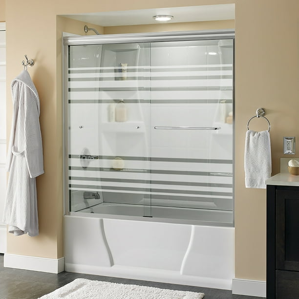Delta Sd3927406 Classic 60 Wide Sliding Semi Frameless Tub Door Chrome Com Delta Sd3927406 Classic 60 Wide, Delta Sliding Shower Door Traditional Style Track Assembly Kit
