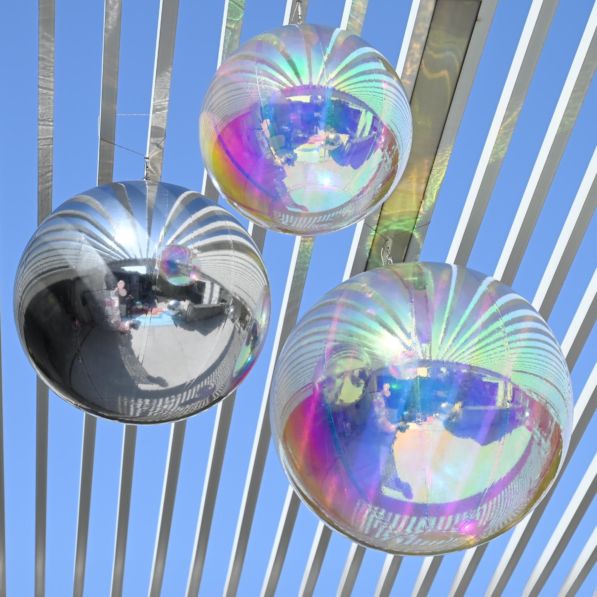 Yescom 20" Big Shiny Inflatable Mirror Ball Giant Iridescent Reusable Balloon for Large Disco Party Wedding Event Stage Decoration