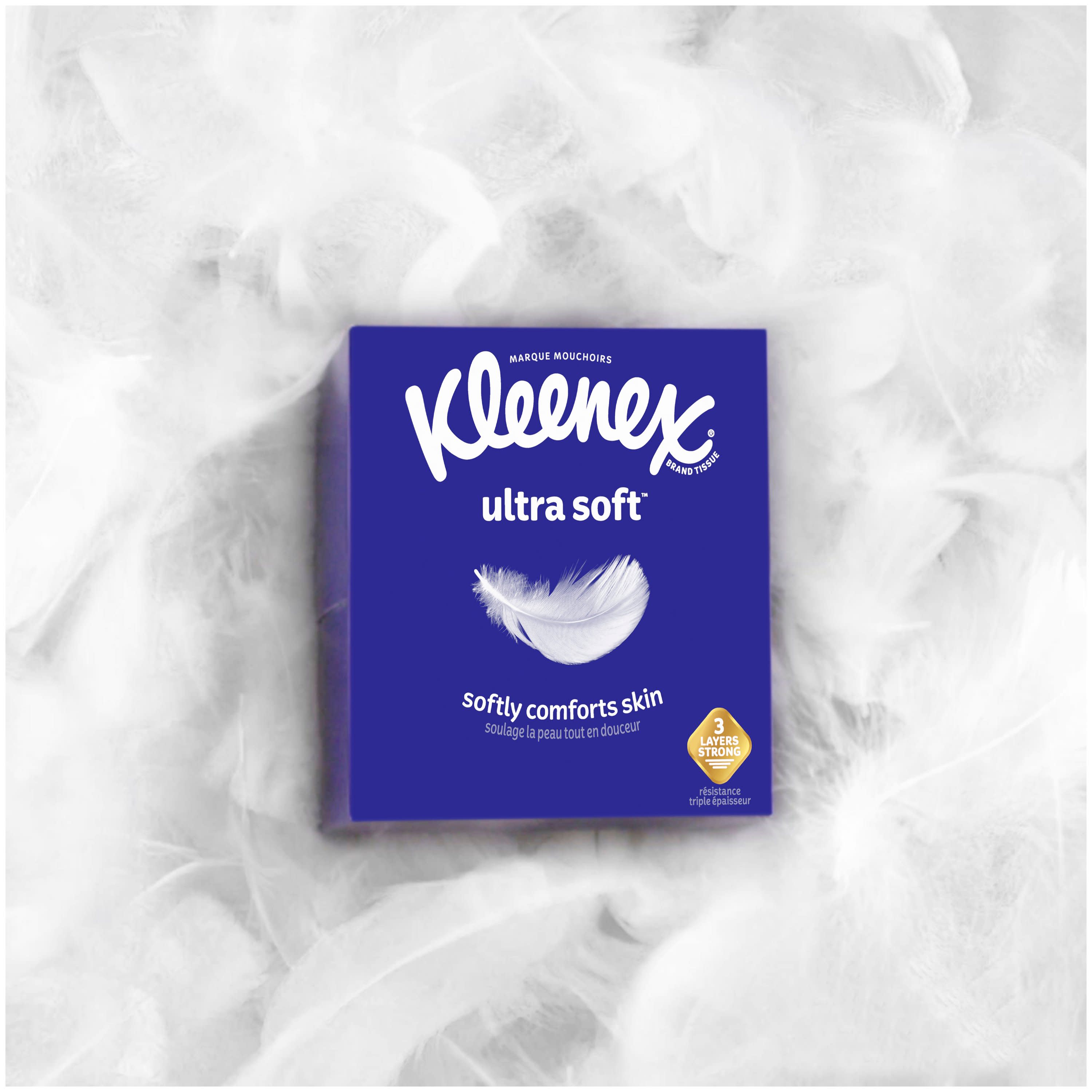 Kleenex Ultra Soft Facial Tissues, 4 Cube Boxes, 65 White Tissues per Box, 3-Ply (260 Total) - image 4 of 11