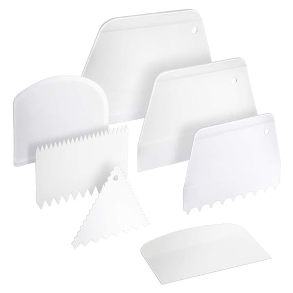 7Pcs Plastic Cake Edge Scrappers Cutters Smoother Tool Set Dough Scraper Cake Scraper for Baking Cake