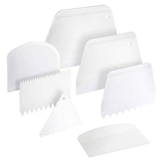 7 Uds raspadores de borde de pastel de plástico cortadores juego de herramientas más suaves espátula para masa raspador de torta para hornear pastel