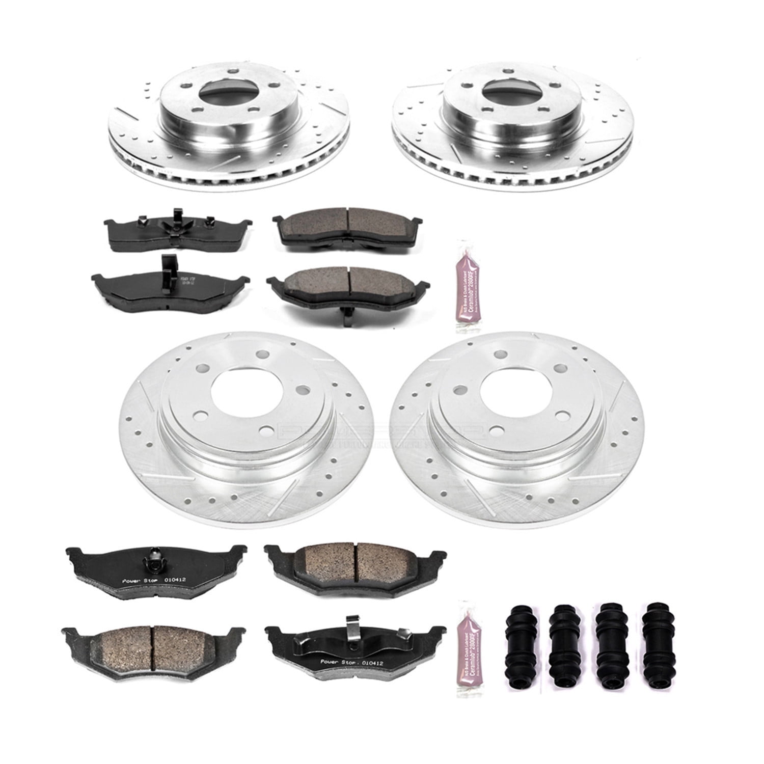 PowerStop Front and Rear Z23 Evolution Sport Carbon-Fiber Ceramic Brake Pad and Drilled & Slotted Rotor Kit Fits: CHRYSLER DODGE Select Models K6177
