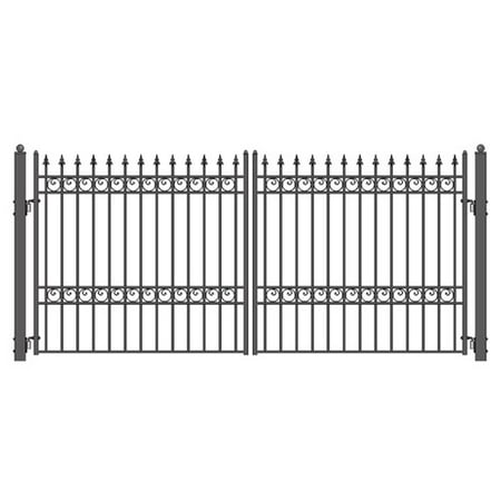 ALEKO Steel Dual Swing 12 x 6 feet Black Driveway Gate Oslo Style