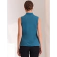 thumbnail image 3 of Blusa sin mangas con cuello en V de oficina para mujer Azul XS, 3 of 6
