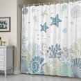 thumbnail image 5 of Summer Marine Life Shower Curtain, Watercolor Sea Fish Ocean Starfish Conch Waterproof Shower Curtain Set with 12 Hooks Lightweight Bath Curtains Fabric Bathroom Decor 60x72 Inches, 5 of 9