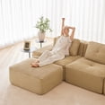 thumbnail image 5 of 80.3" Modern L-Shaped Modular Sectional Sofa, 2-Seater Couch with Deep Seat for Living Room, 1 Ottoman, Beige, 5 of 12