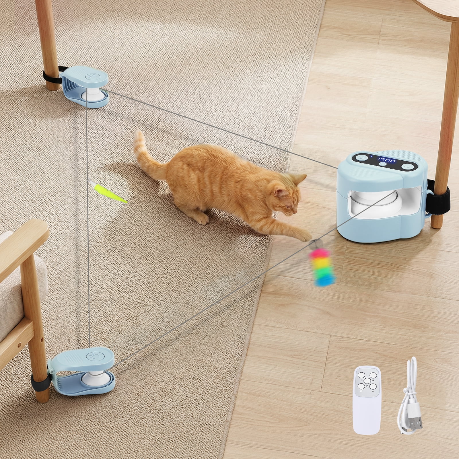 Doulami Interactive Cat Toy for Indoor Cats Auto/Manual Control Cat Treadmill for Bored/Kitten, Exercise Enrichment Hunting Toy