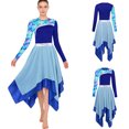 thumbnail image 3 of iixpin Women Liturgical Praise Dance Dresses Long Sleeve Printed Church Worship Dancewear For Themed Party Royal Blue XL, 3 of 5