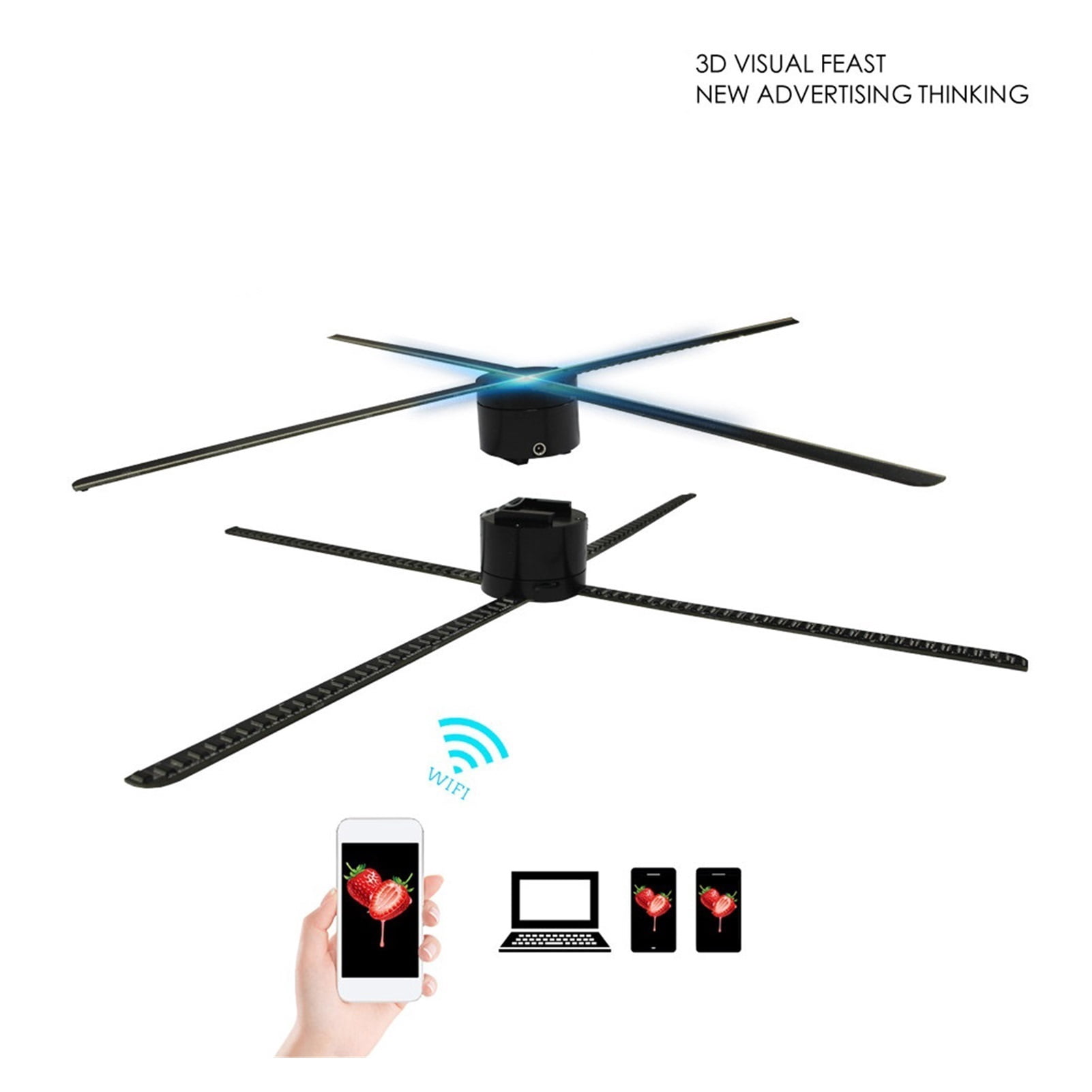 3D Holographic Projector Light Upgraded 638Leds Wifi Hologram Player LED Display Fan Advertising Light APP Control Logo ,Holographic Video Projector