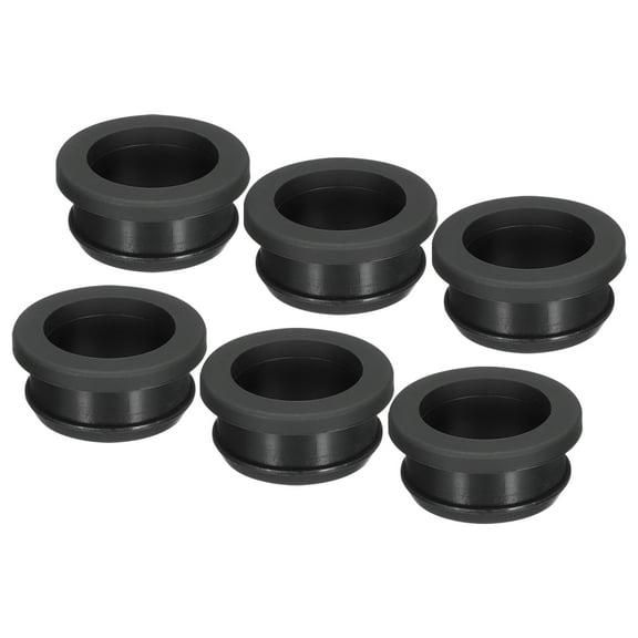 Uxcell 6Pcs Snap Rubber Grommet Plug Mount Dia 29mm ID 24mm Seal Anti-Scratch Electrical Box Cable Pipe Black