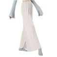 thumbnail image 5 of Casual Wide Leg Pants for Women, Elastic Waist Straight Leg Trousers, Solid Color Loose Fit Lounge Pants, Business Casual Office Work Slacks, Mother's Day Gifts | CSEONE,Beige XL, 5 of 9