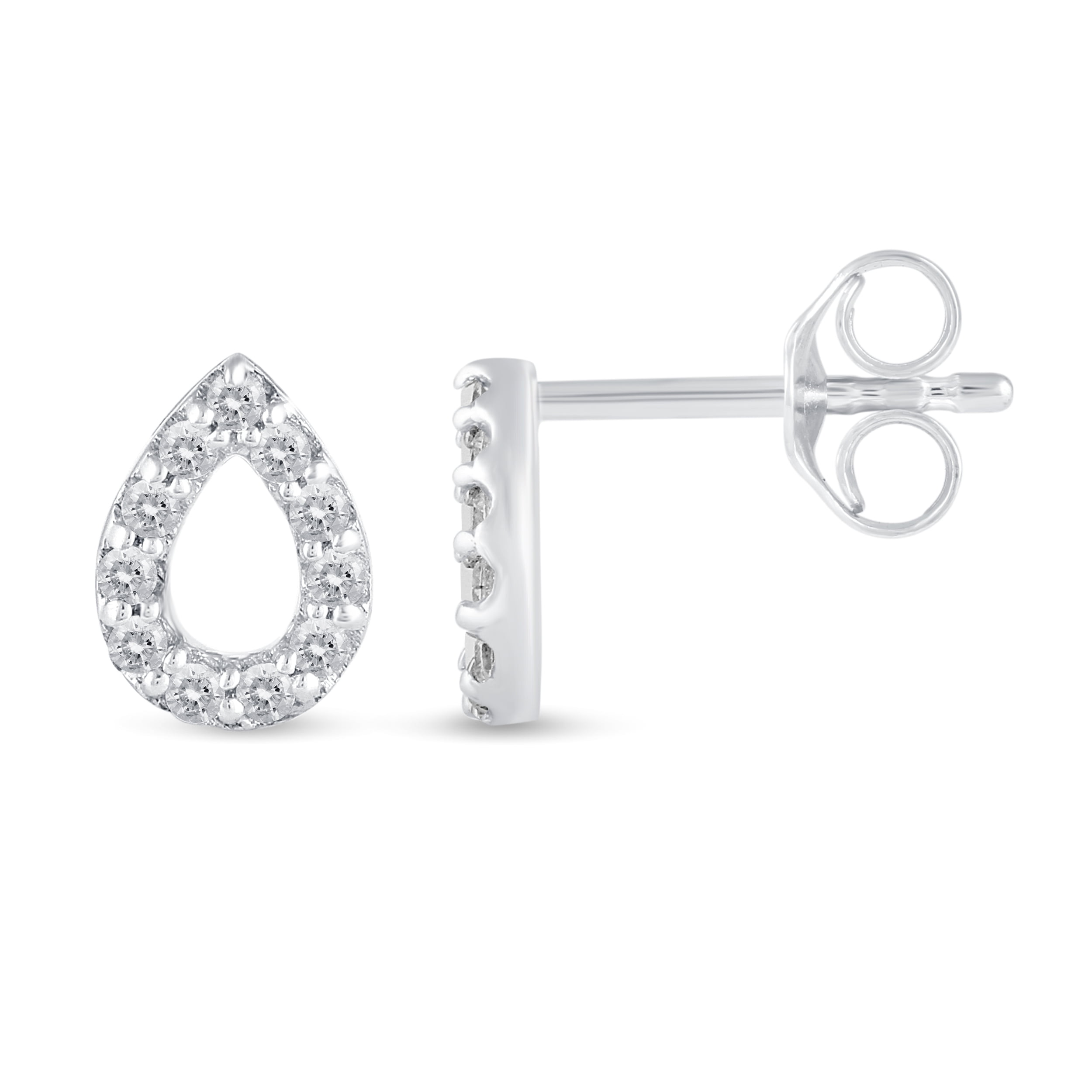 1/4 CTW Real Diamond Stud Earrings set in 925 Sterling Silver