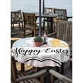 thumbnail image 2 of Outdoor Tablecloth with Umbrella Hole Zipper Happy Easter Round Tablecloth 60" Waterproof Table Cloth Cute Lovely Colorful Rabbits Silhouette Pink Checkered Patio Table Cover Tablecloths for Picnic, 2 of 8