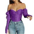 thumbnail image 2 of Aboser Womens Renaissance Corset Off the Shoulder Victorian Shapewear Steampunk Corset Tops Solid Long Sleeve Bodices Slimming Waist, 2 of 6
