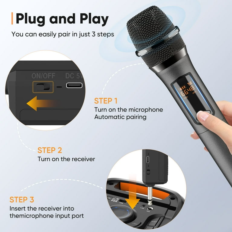 Système De Microphone Sans Fil Pour 2 Personnes, 2,4 G Double Système De Micro Dynamique Sans Fil En Métal Avec Récepteur Rechargeable, Pour Karaoké, Mariage, DJ, Fête, Discours, église, Utilisation