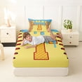 thumbnail image 4 of Erosebridal Light Blue Dripping Baseball Stitch & Waffle Letter T Graphic Twin Sheet Sets 3pcs, Alphabet Graphic Bedding for Boys And Girls Kids,Breathable Home Decor, 4 of 5