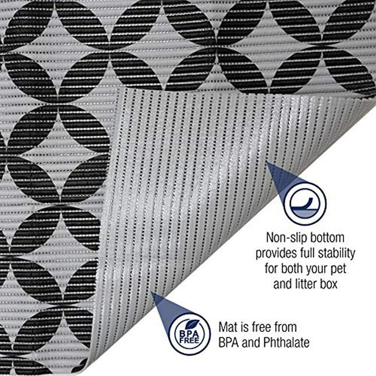 Fresh Kitty Durable XL Jumbo Foam Litter Box Mat No Phthalate Water Resistant Traps Litter from Box Scatter Control Easy Clean Mats Black White 40 x 25 Black White Quatrefoil 9036 Walmart