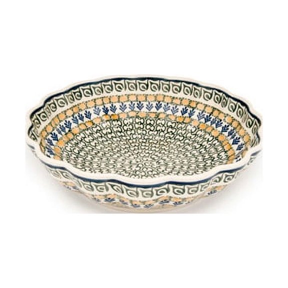 Blue Rose Polish Pottery Herb Garden Medium Scallop Dish