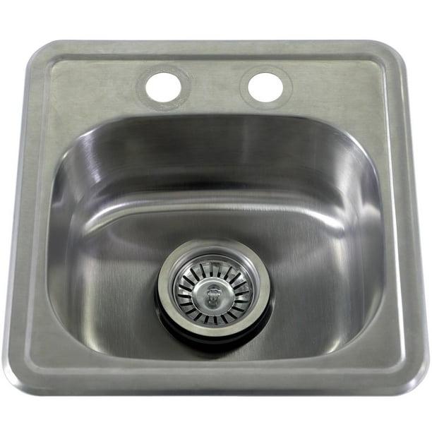 Bbqguys Signature 15 X Outdoor Rated Stainless Steel Drop In Bar Sink W Strainer Com Bbqguys Signature 15 X Outdoor Rated, Outdoor Bar Sink With Faucet