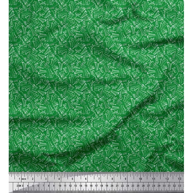 Soimoi Polyester Crepe Fabric Guitar,Piano & Saxophone Musical Instrument Decor Fabric Printed Yard 42 Inch Wide