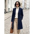 thumbnail image 4 of DARING DIVA Women's Winter Single Breasted Peacoat Notched Lapel Button Down Overcoat M Dark Blue, 4 of 8