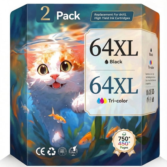 64XL Ink Cartridge Combo Pack Compatible for International Version HP 64 ink cartridges Works with Envy Photo 7855 7858 7155 6252 7800 7100 Envy Inspire 7255e 7955e 7958e 7900e Tango Series Printer