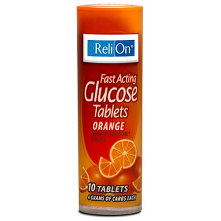 ReliOn Orange Glucose Tablets, 10 ct