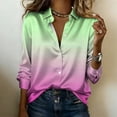 thumbnail image 5 of TaTaai Ladies Satin Blouse Long Sleeve Gradient Print Button Down Collar Silky Shirt Loose Fit Dressy Casual Top Gift, 5 of 5