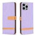 thumbnail image 3 of For iPhone 15 Pro Case,Decase Wallet Card Slots Holder Phone Cover,Premium Cloth Fabric Hybrid PU Leather Full Body Protective Shockproof Shell,for Apple iPhone 15 Pro - Purple, 3 of 5