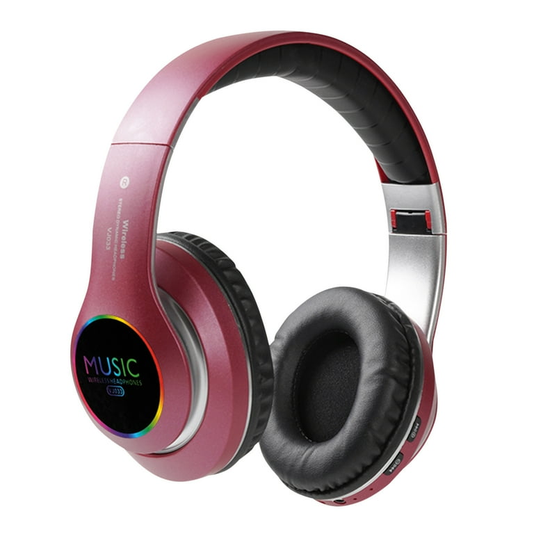 Big Holiday 50 Clear Bluetooth Headphones Over Ear With LED Foldable Wireless And Wired Stereo Headset Micro TF FM for Cell Phone PC Soft Earmuffs