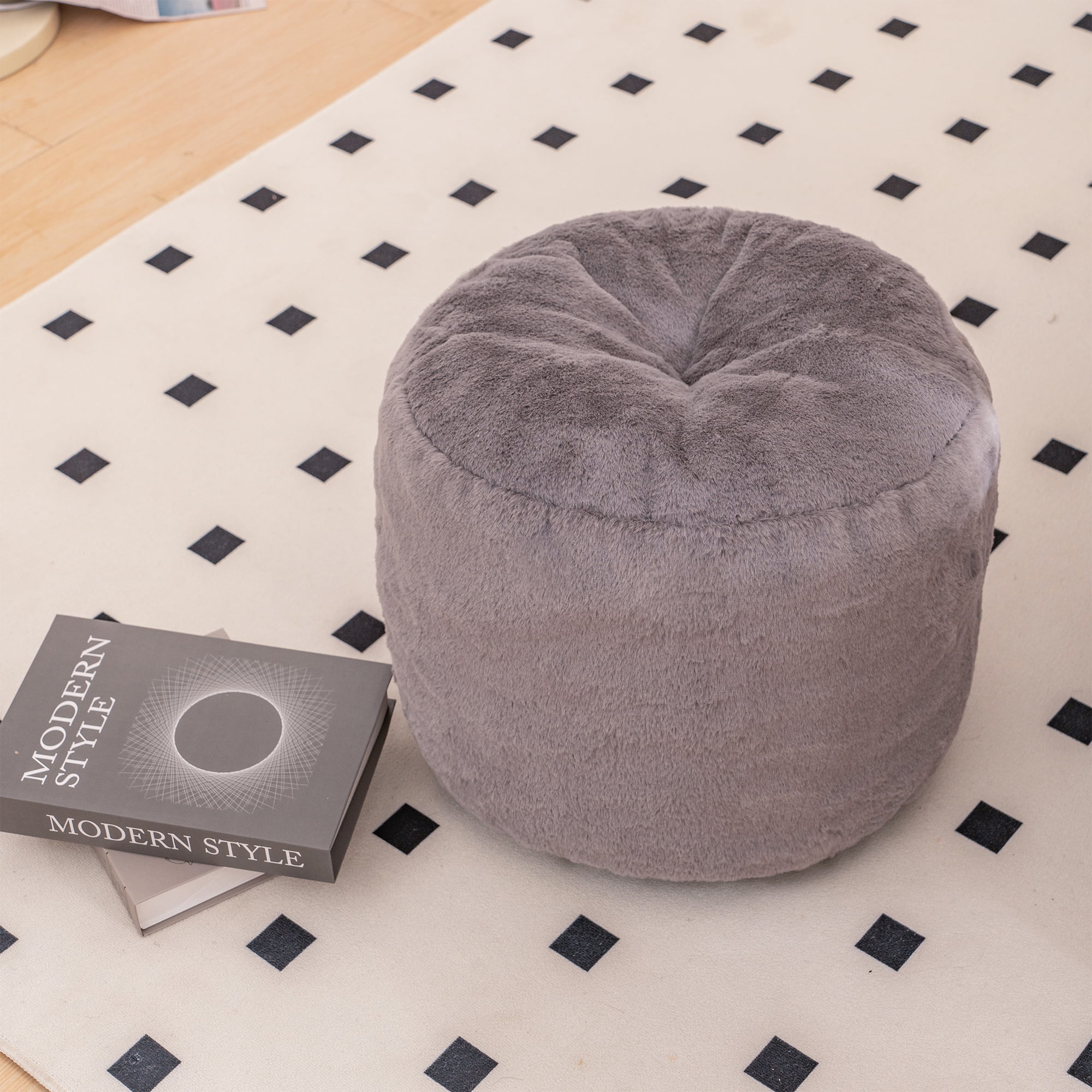 Giant Bean Bag Chair, Oversized Bean Bag Couch for Adults and Kids, Faux Fur Shell-Shaped Large Bean Bag Chair with Filler, Stuffed Big Accent Sofa Chair Floor Sofa for Gaming, Reading