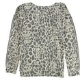 thumbnail image 2 of Aqua Womens Cheeta Print Sleeve Stripe Pajama Sweater, Beige, Medium, 2 of 2