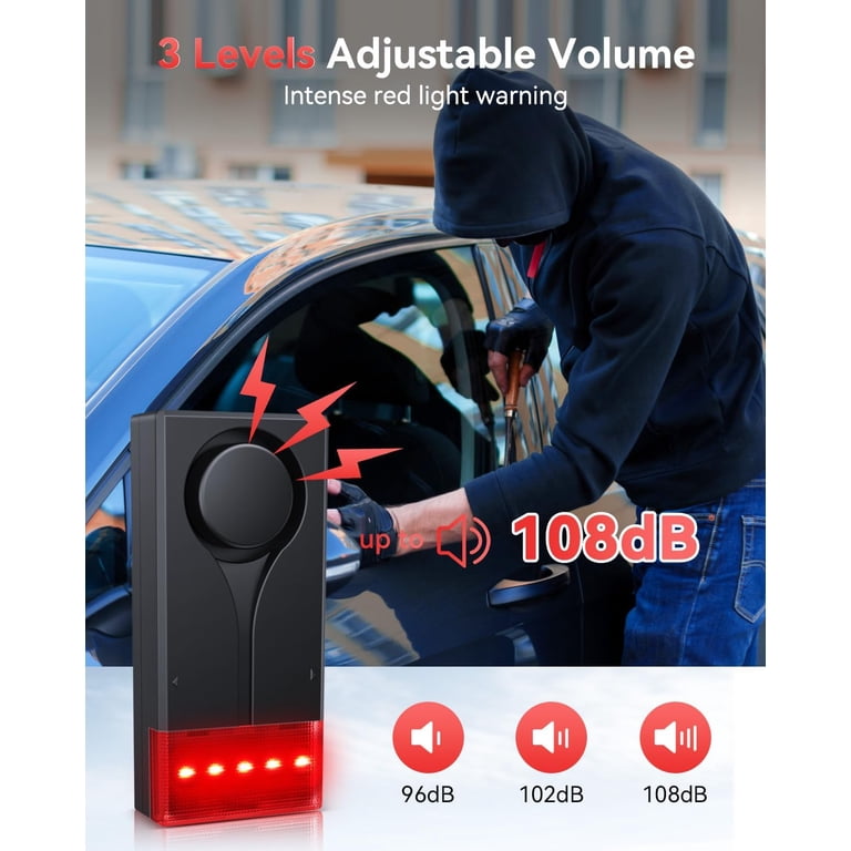 108dB Anti-Theft Alarm Wireless Vibration Alarm with Remote Control Door and Window Alarm Car Alarm Security System 108dB Anti-Theft Alarm Wireless Vibration Alarm with Remote Control Door and Window Alarm Car Alarm Security System