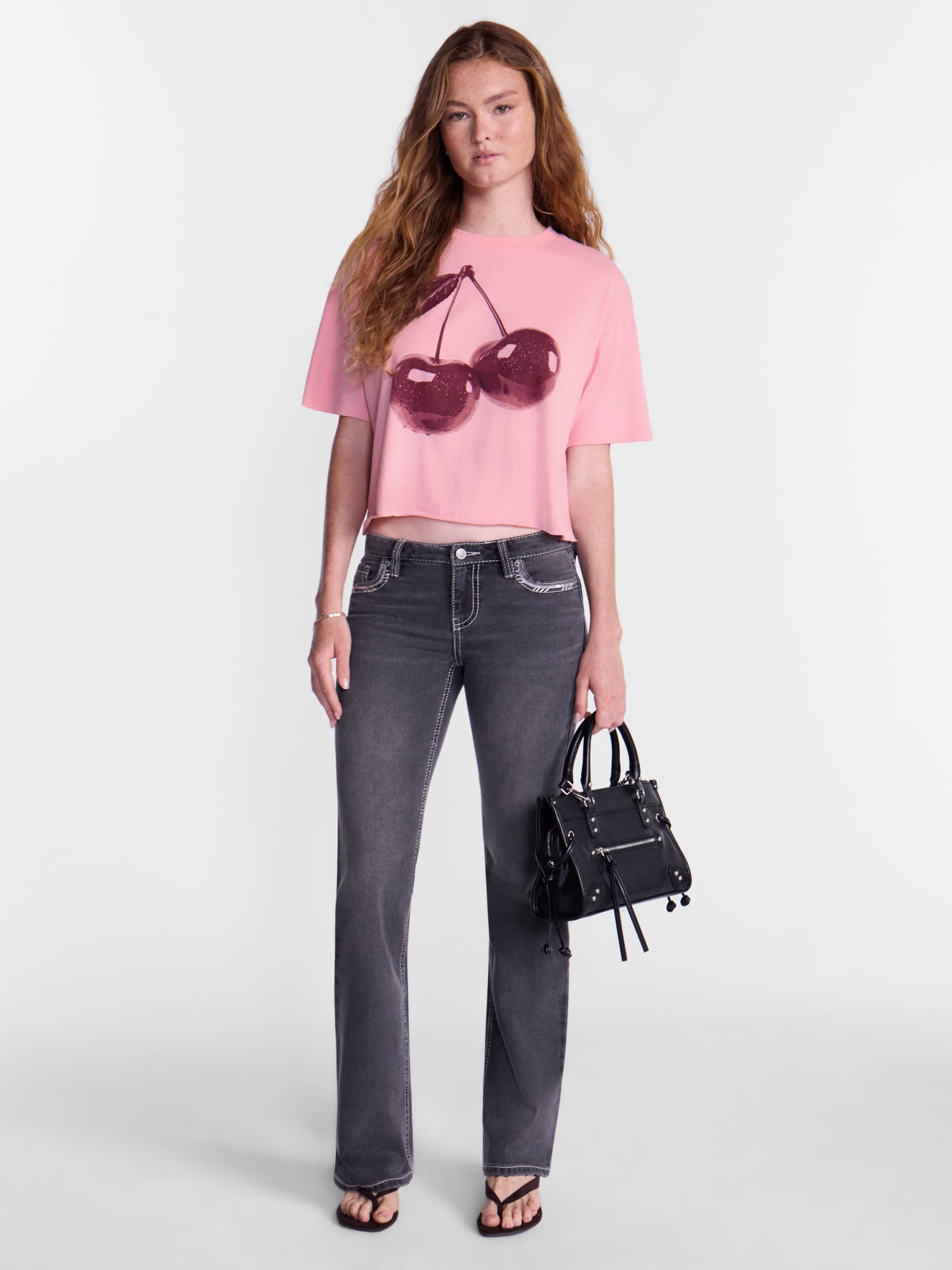 No Boundaries Boxy Cropped Graphic Tee, Women's XXS-XXL