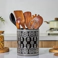 thumbnail image 5 of Black Heavy Ceramic Utensil Holder, 7" Extra Large Kitchen Utensil Holder for Countertop, Cooking Ceramic Crock for Farmhouse Kitchen Decor, 5 of 7