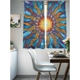 thumbnail image 4 of Abstract Sheer Curtains 63 Inches Long 2 Panels Yellow Blue Sun Texture Flame Light Filtering Semi Sheer Window Curtains Drapes for Bedroom Living Room 52"x63", 4 of 7