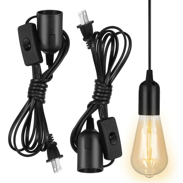 SHISUYAN 2 Pcs Lamp Socket With Cord Light Socket With Cable Light Bulb Socket Pendant Lamp Socket For Various Lighting Fixtures With US Plug 110V