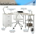 thumbnail image 3 of Techni Mobili L-Shape Home Office Desk with Storage, Sand RTA-739DL-SND, 3 of 15